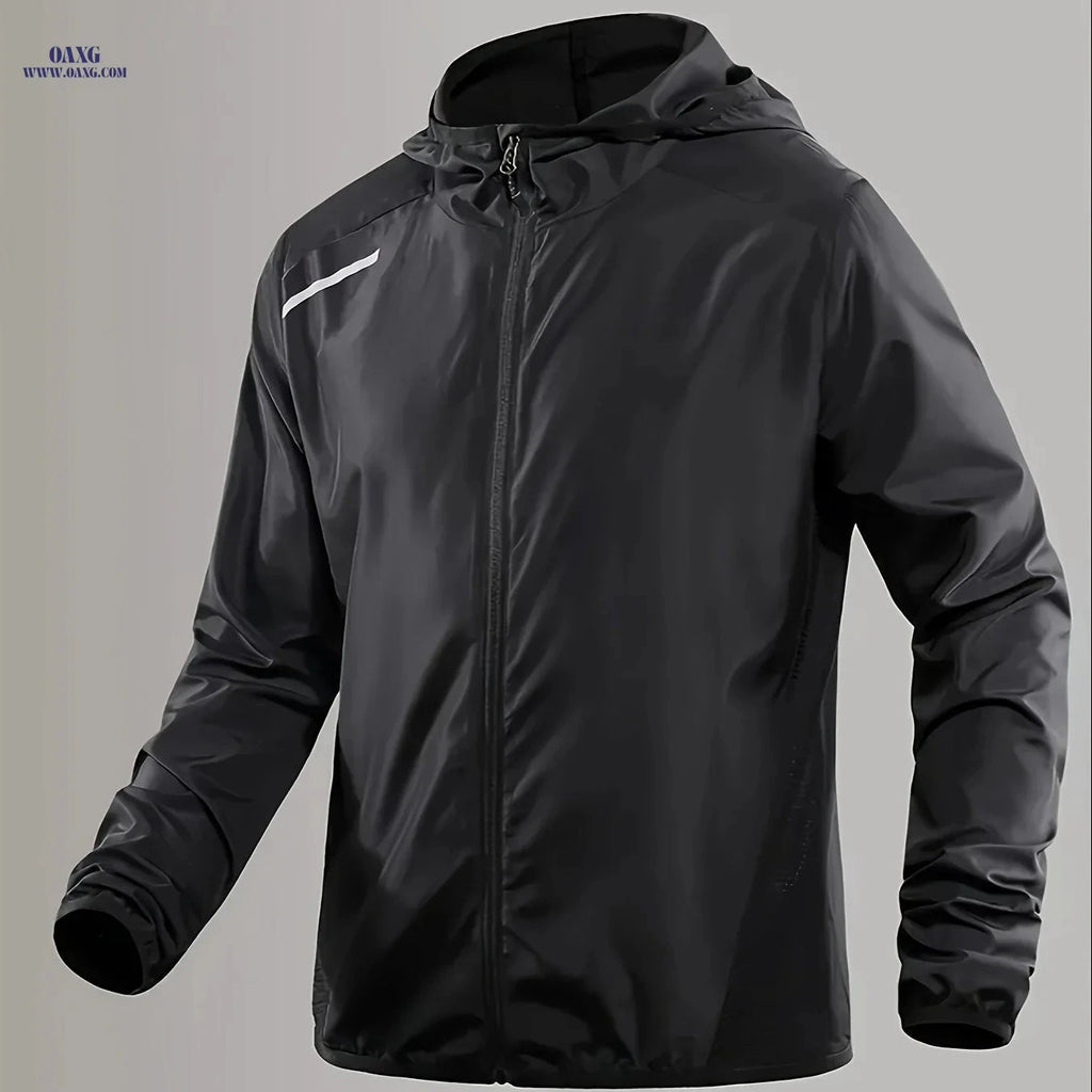 Men's Lightweight Windproof Hooded Jacket - Breathable & Casual Fit   OAXG Black / FR S