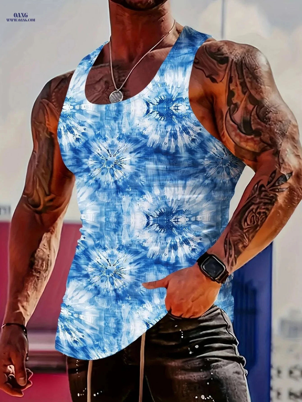 Men's Lion Graphic Print Tank Top - Slim Fit, Summer Style   OAXG Black / S