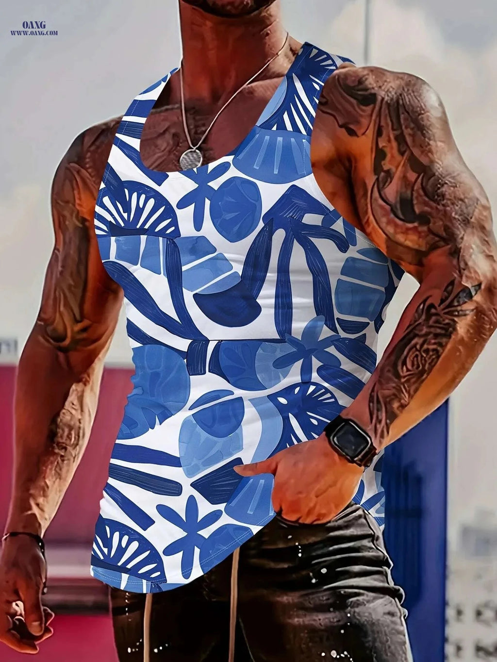 Men's Lion Graphic Print Tank Top - Slim Fit, Summer Style   OAXG Black / S