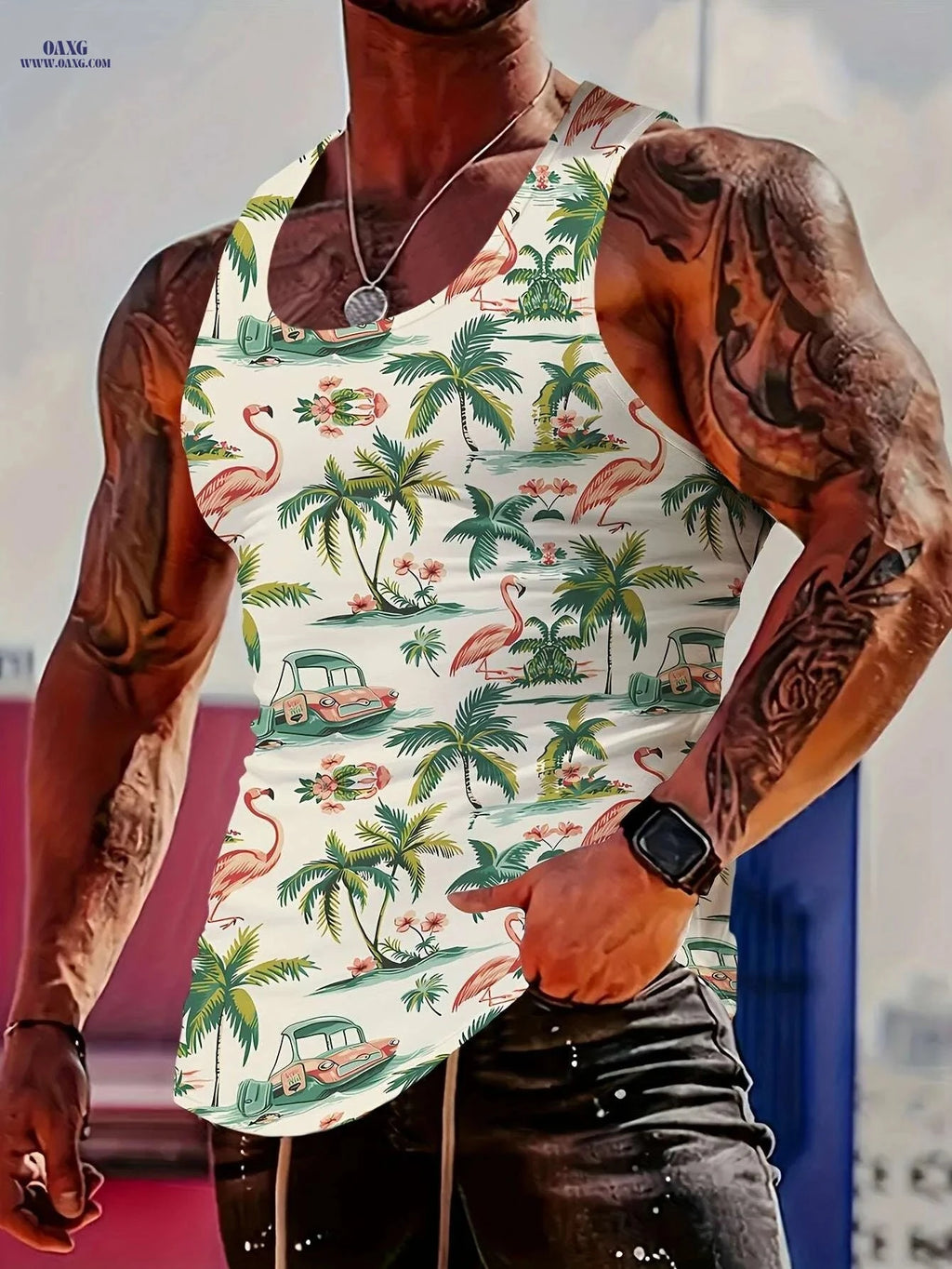 Men's Lion Graphic Print Tank Top - Slim Fit, Summer Style   OAXG Black / S