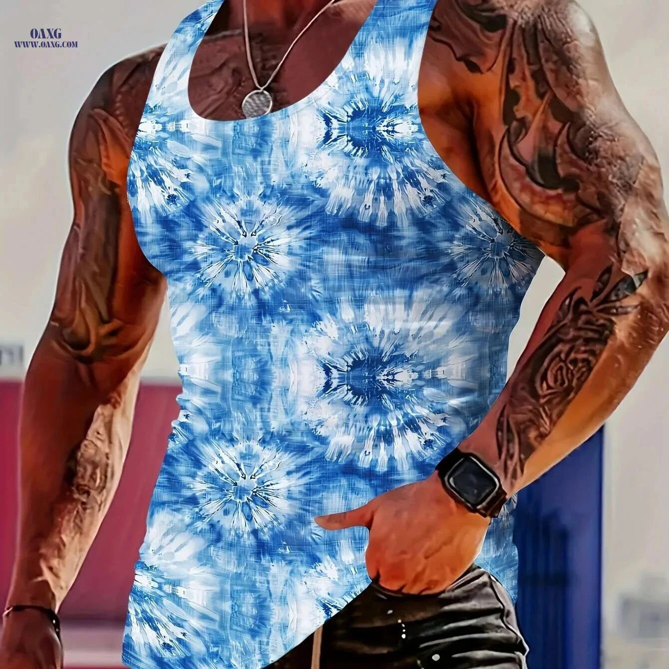 Men's Lion Graphic Print Tank Top - Slim Fit, Summer Style   OAXG Black / S