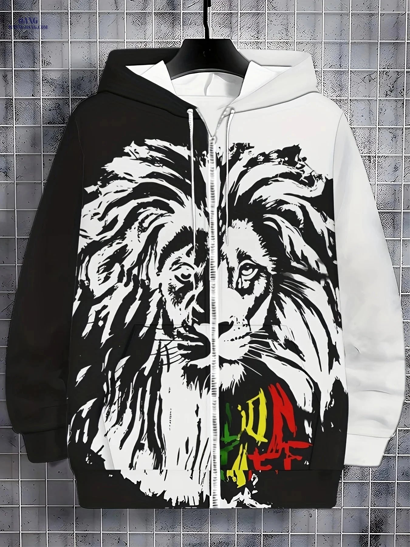 Men's Lion Print Zip-Up Hoodie - Stylish Casual Winter Jacket   OAXG 【Multicolor】 / FR M