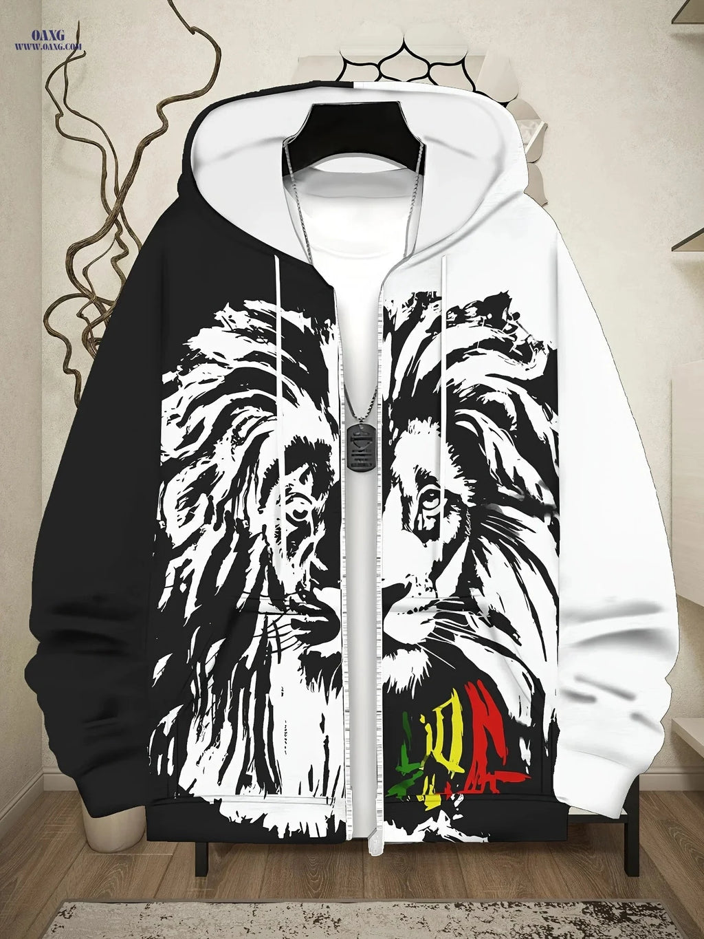 Men's Lion Print Zip-Up Hoodie - Stylish Casual Winter Jacket   OAXG 【Multicolor】 / FR M