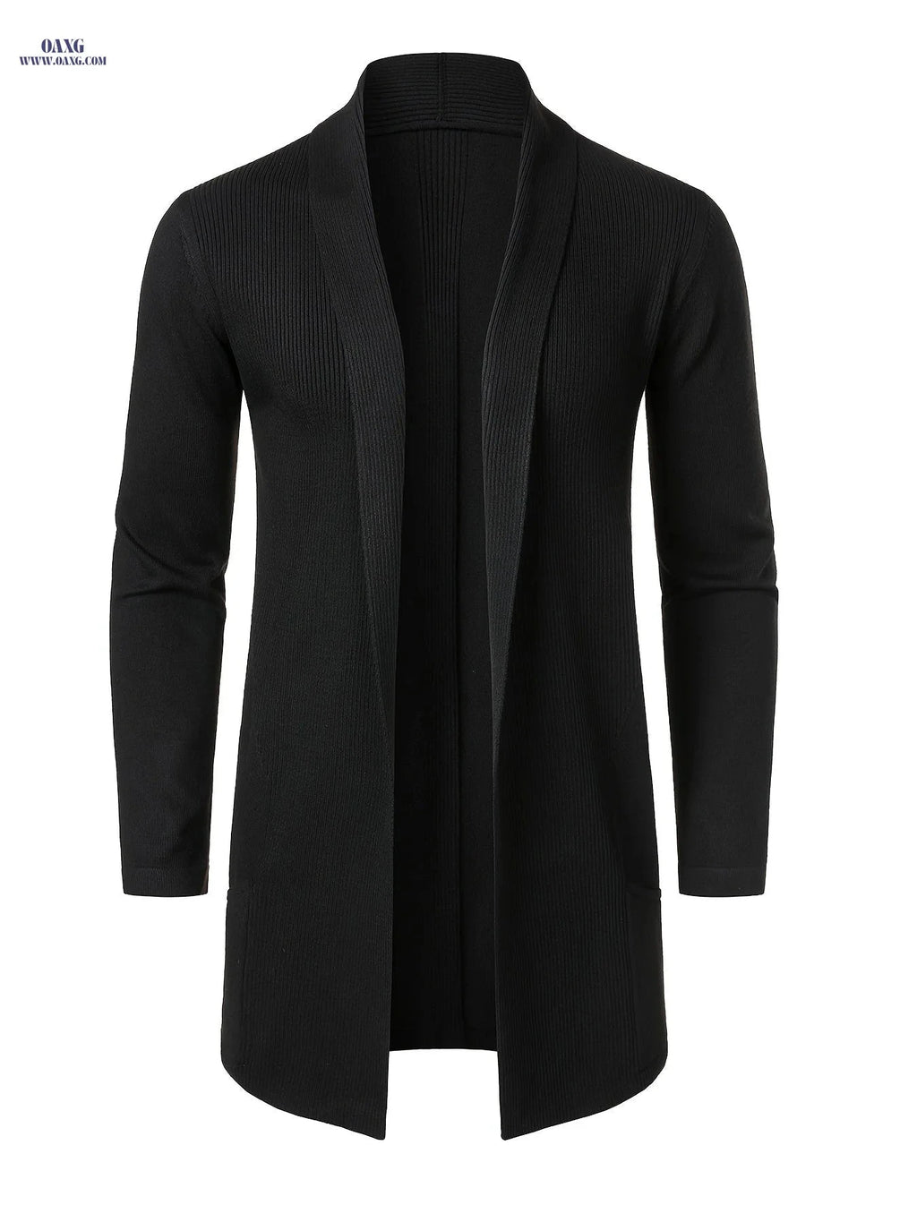 Men's Long Knit Cardigan Without Buttons - Casual Striped Design   OAXG 