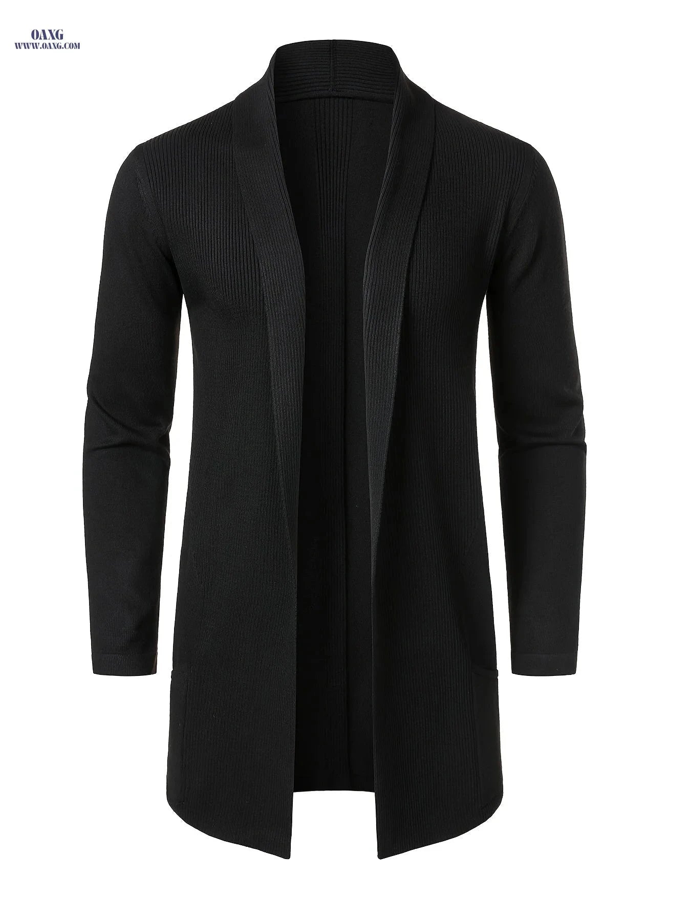 Men's Long Knit Cardigan Without Buttons - Casual Striped Design   OAXG 