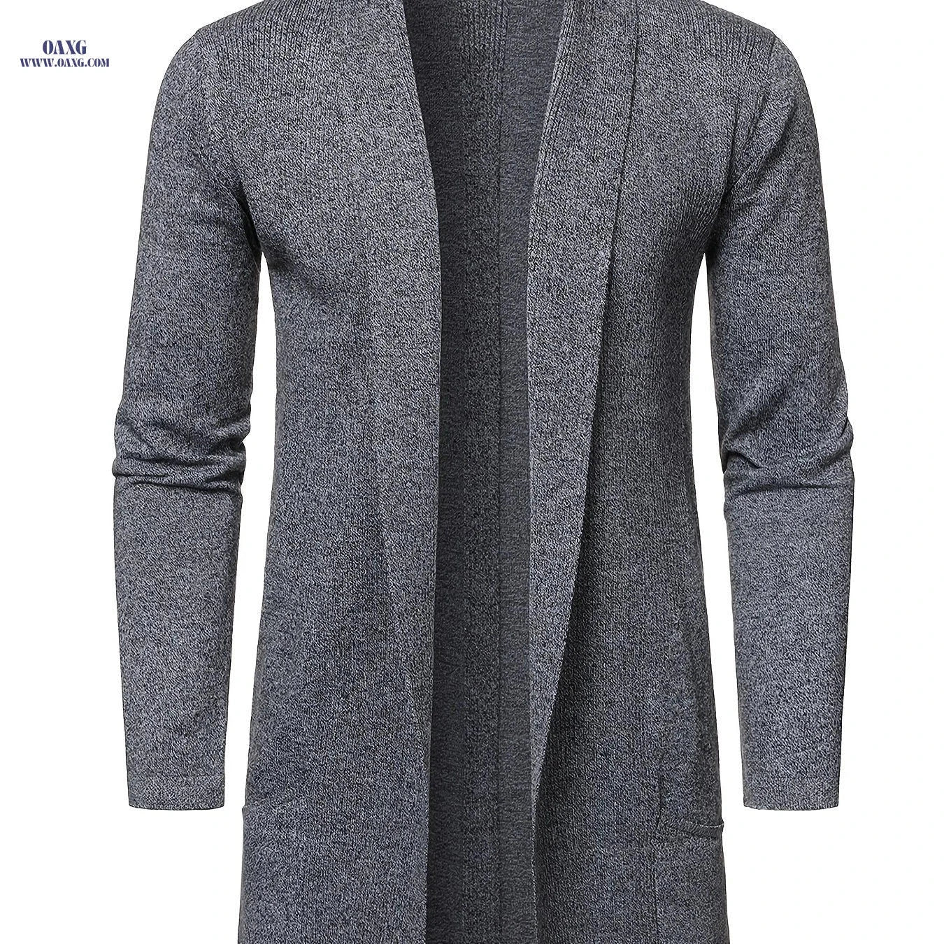 Men's Long Knit Cardigan Without Buttons - Casual Striped Design   OAXG 