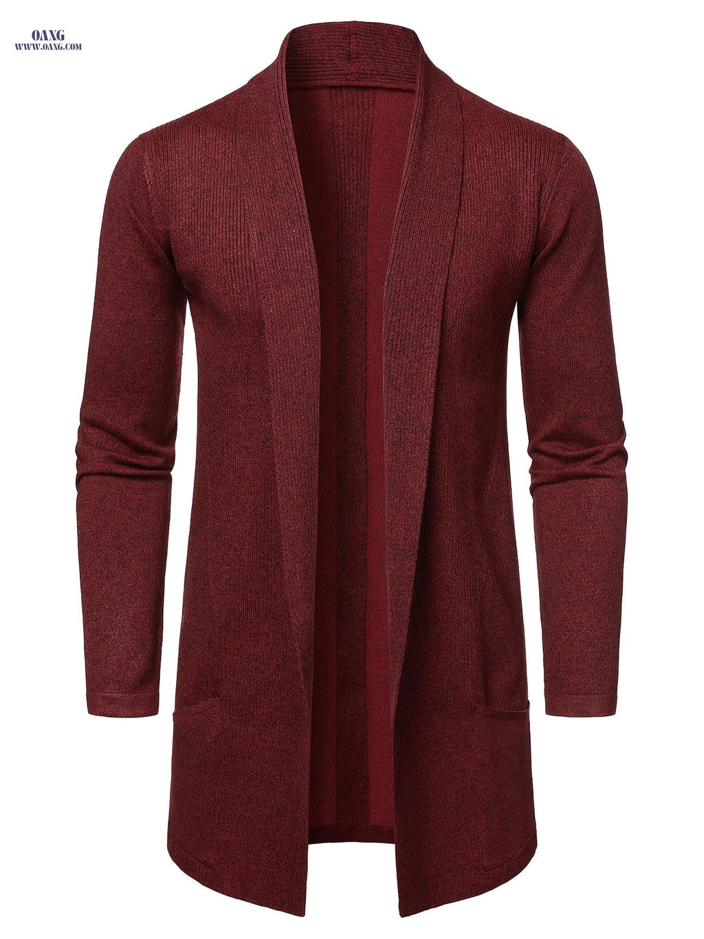 Men's Long Knit Cardigan Without Buttons - Casual Striped Design   OAXG Black / Asian One-size