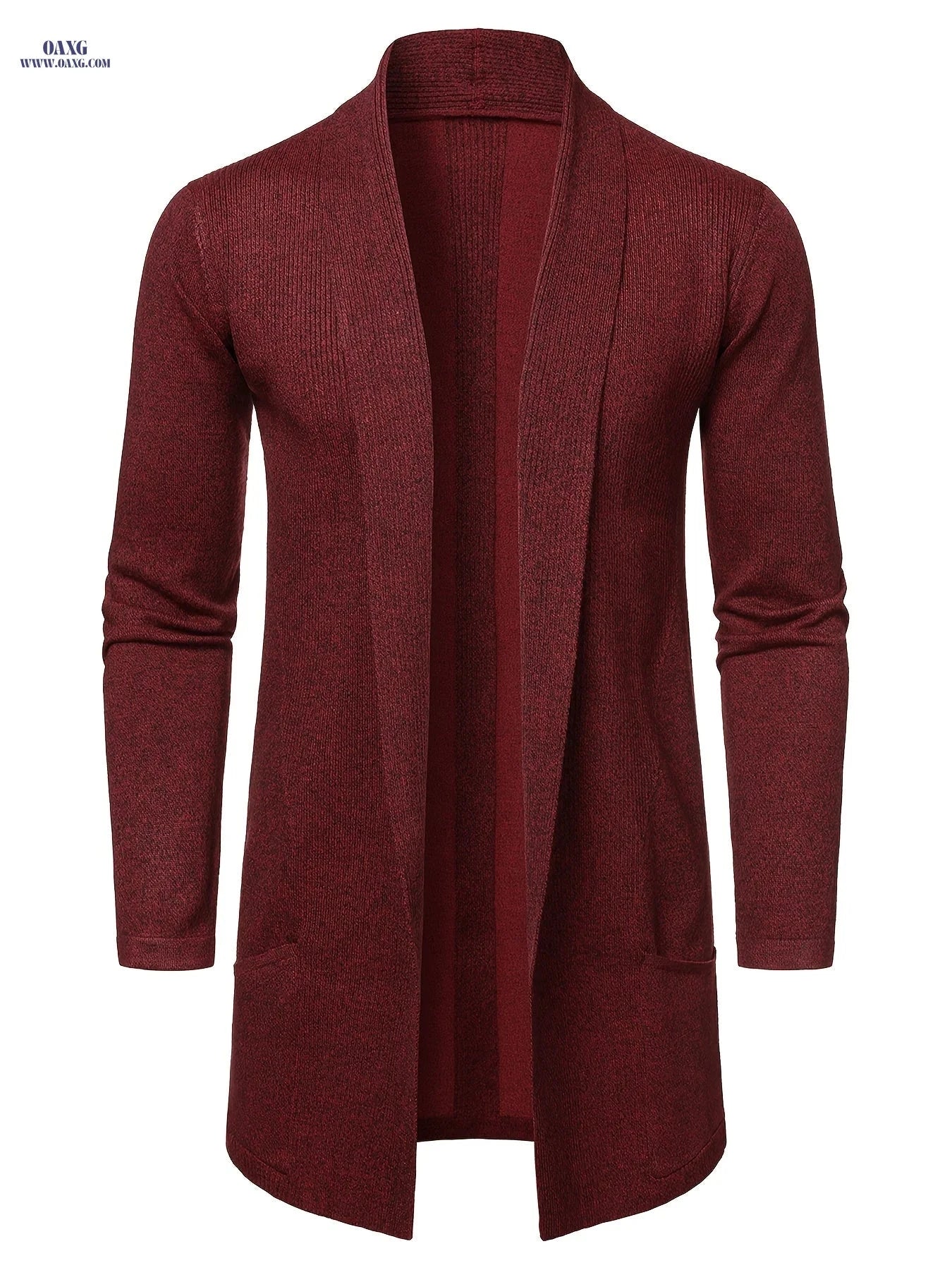 Men's Long Knit Cardigan Without Buttons - Casual Striped Design   OAXG Black / Asian One-size