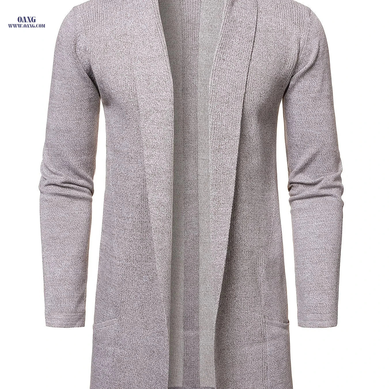 Men's Long Knit Cardigan Without Buttons - Casual Striped Design   OAXG Black / Asian One-size