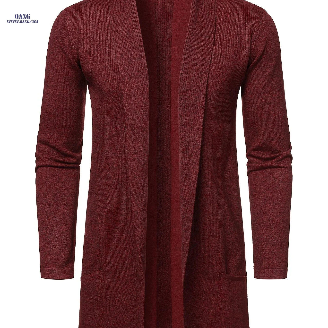 Men's Long Knit Cardigan Without Buttons - Casual Striped Design   OAXG Black / Asian One-size