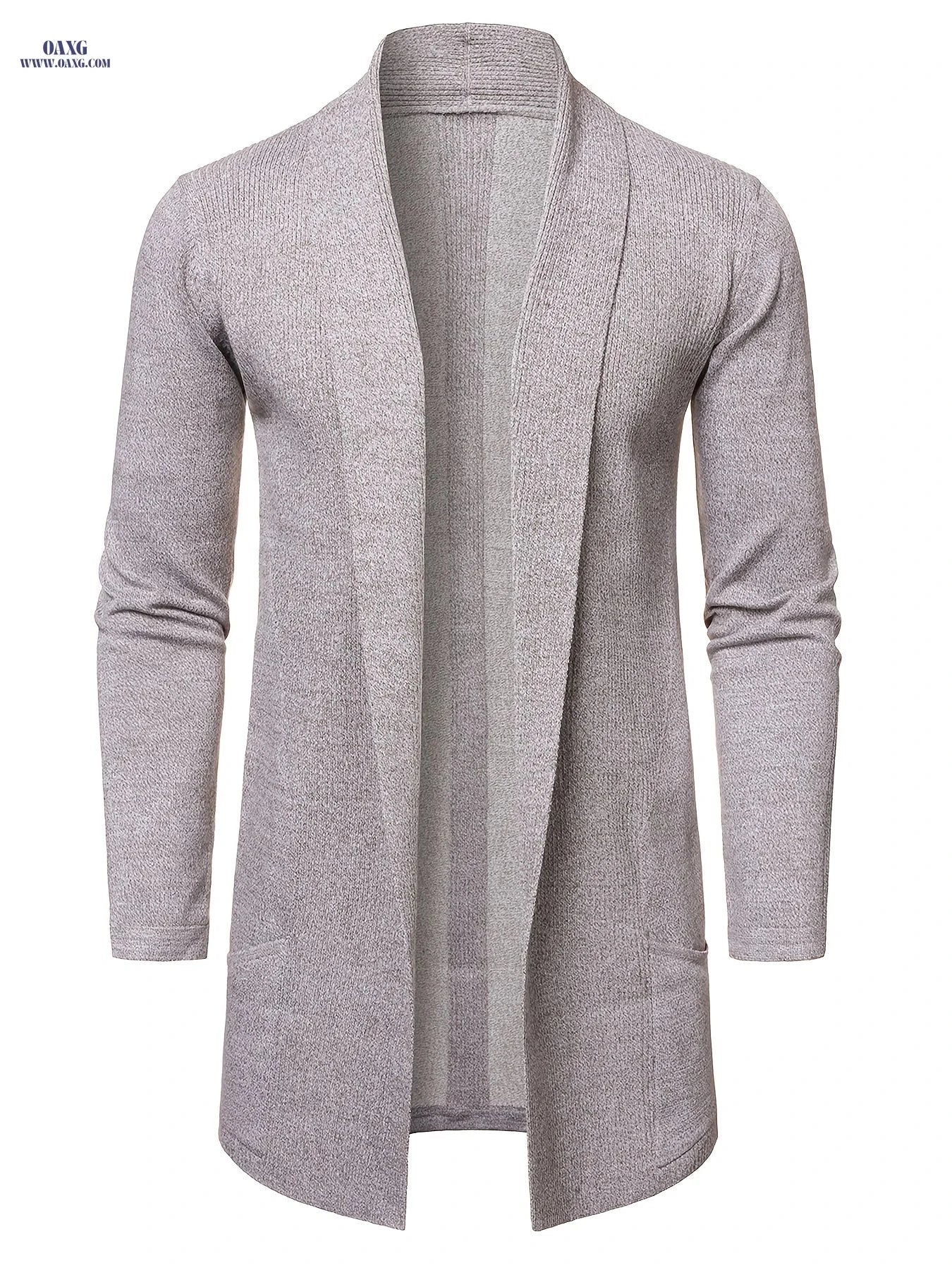 Men's Long Knit Cardigan Without Buttons - Casual Striped Design   OAXG 