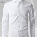Men's Long Sleeve Business Shirt - Versatile Solid Color for Spring   OAXG 
