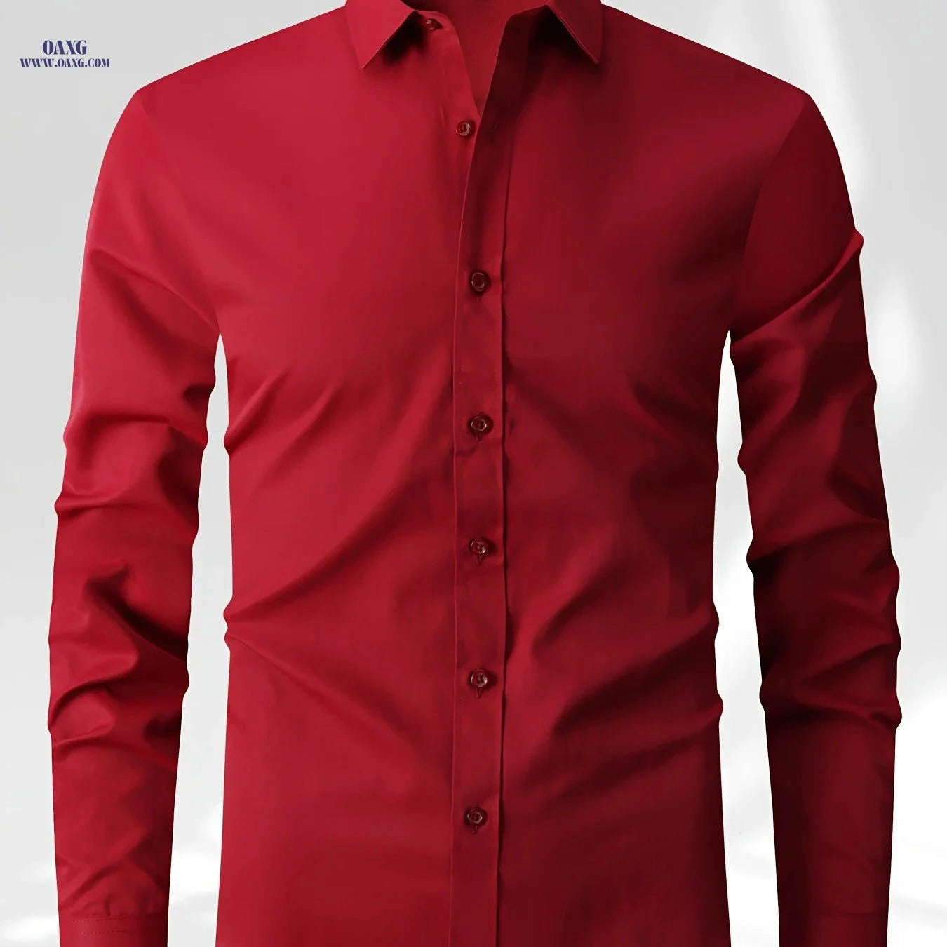 Men's Long Sleeve Business Shirt - Versatile Solid Color for Spring   OAXG 