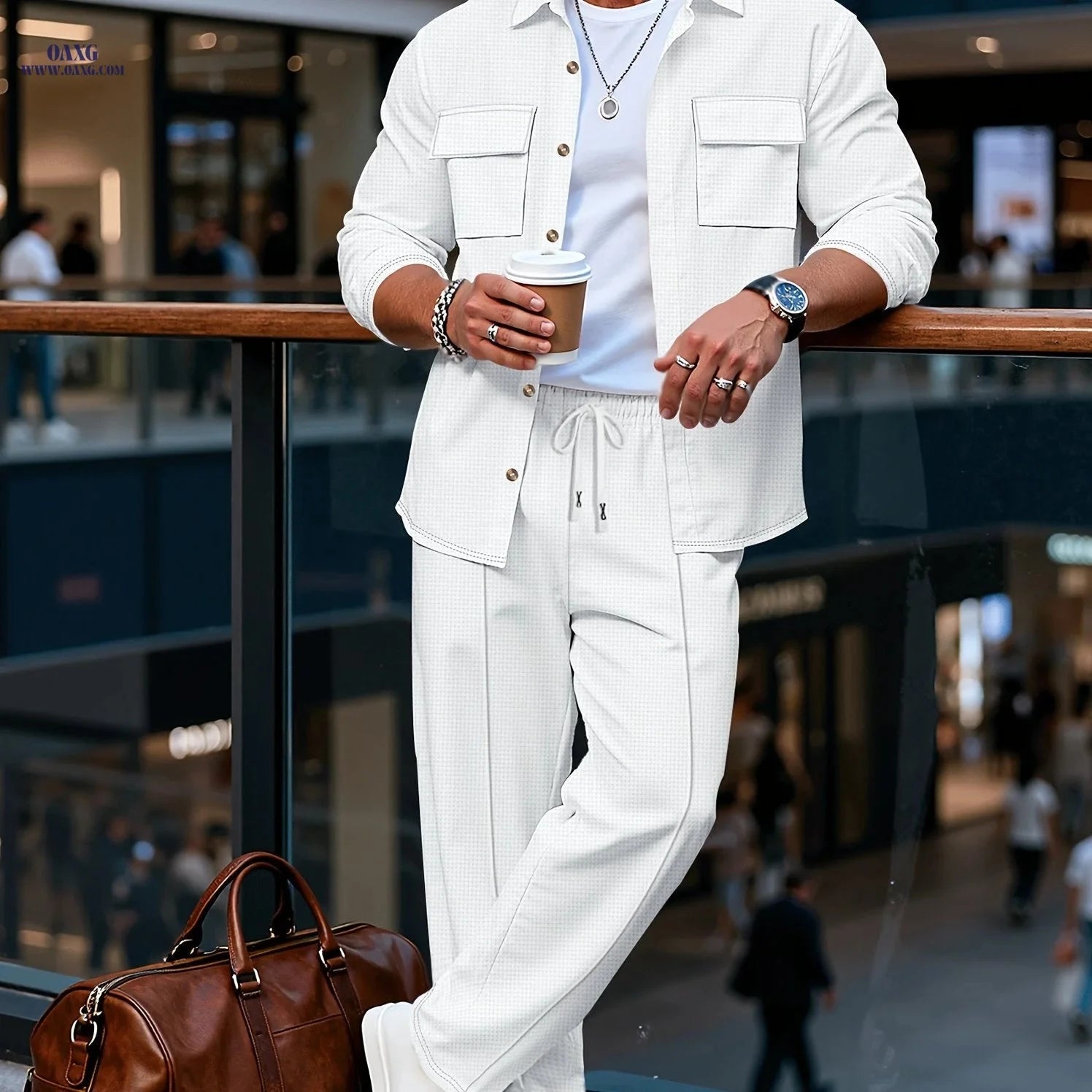 Men’s Long Sleeve Casual Set - Luxury Lapel Jacket & Versatile Pants   OAXG 