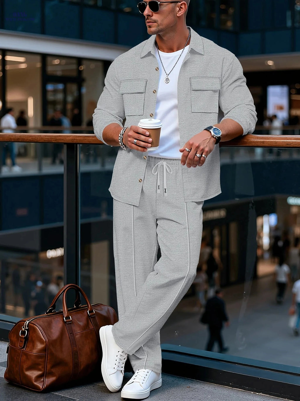 Men’s Long Sleeve Casual Set - Luxury Lapel Jacket & Versatile Pants   OAXG 