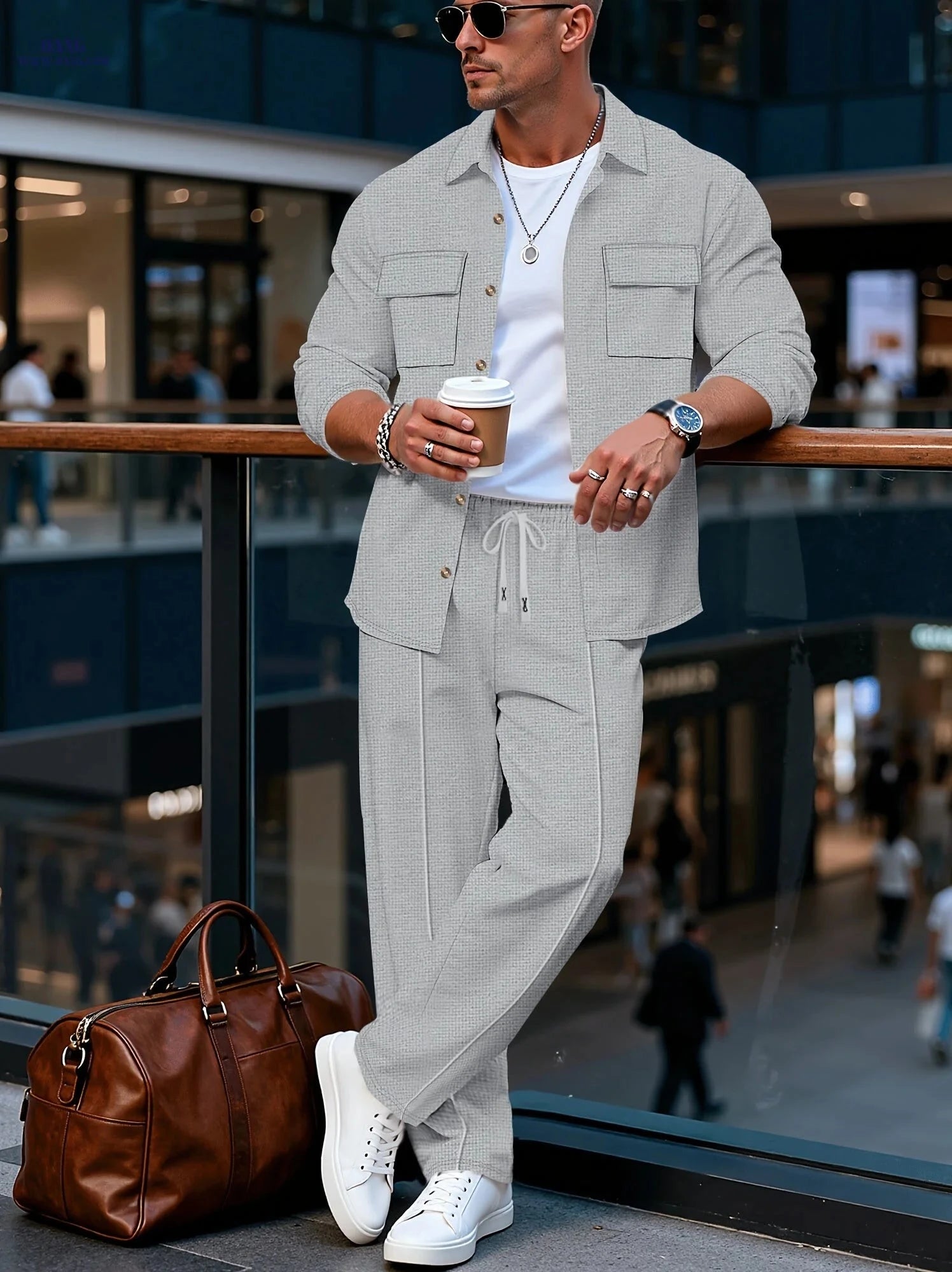 Men’s Long Sleeve Casual Set - Luxury Lapel Jacket & Versatile Pants   OAXG 
