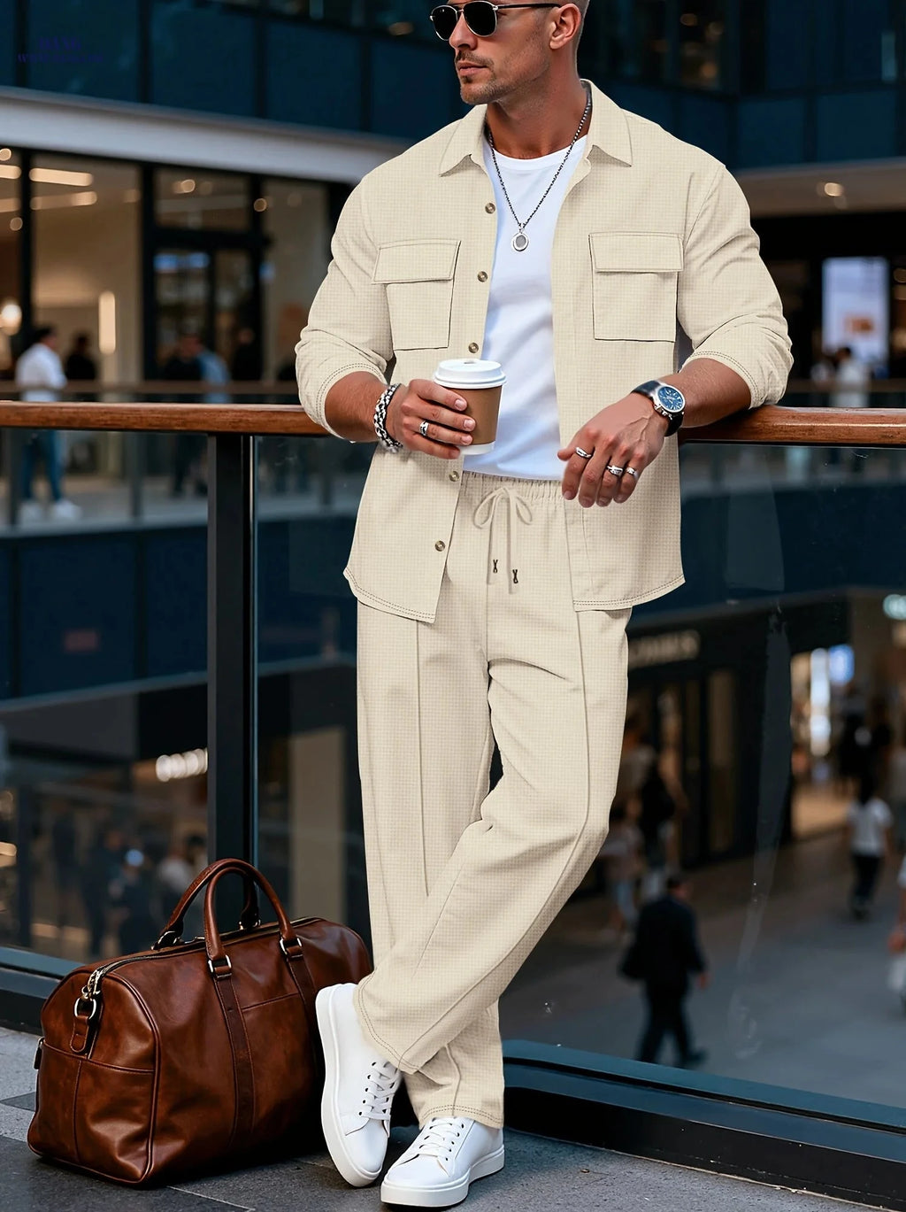 Men’s Long Sleeve Casual Set - Luxury Lapel Jacket & Versatile Pants   OAXG 