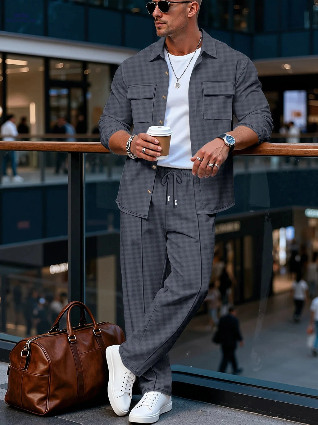 Men’s Long Sleeve Casual Set - Luxury Lapel Jacket & Versatile Pants   OAXG 