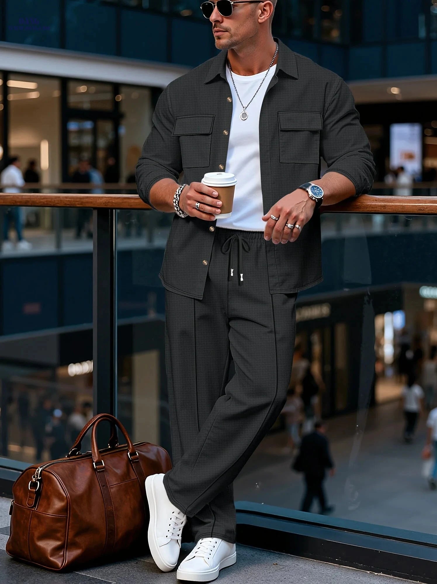 Men’s Long Sleeve Casual Set - Luxury Lapel Jacket & Versatile Pants   OAXG White / FR S