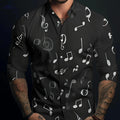 Men's Long Sleeve Casual Shirt - Breathable Music Note Print   OAXG CXCSXT158 / FR S