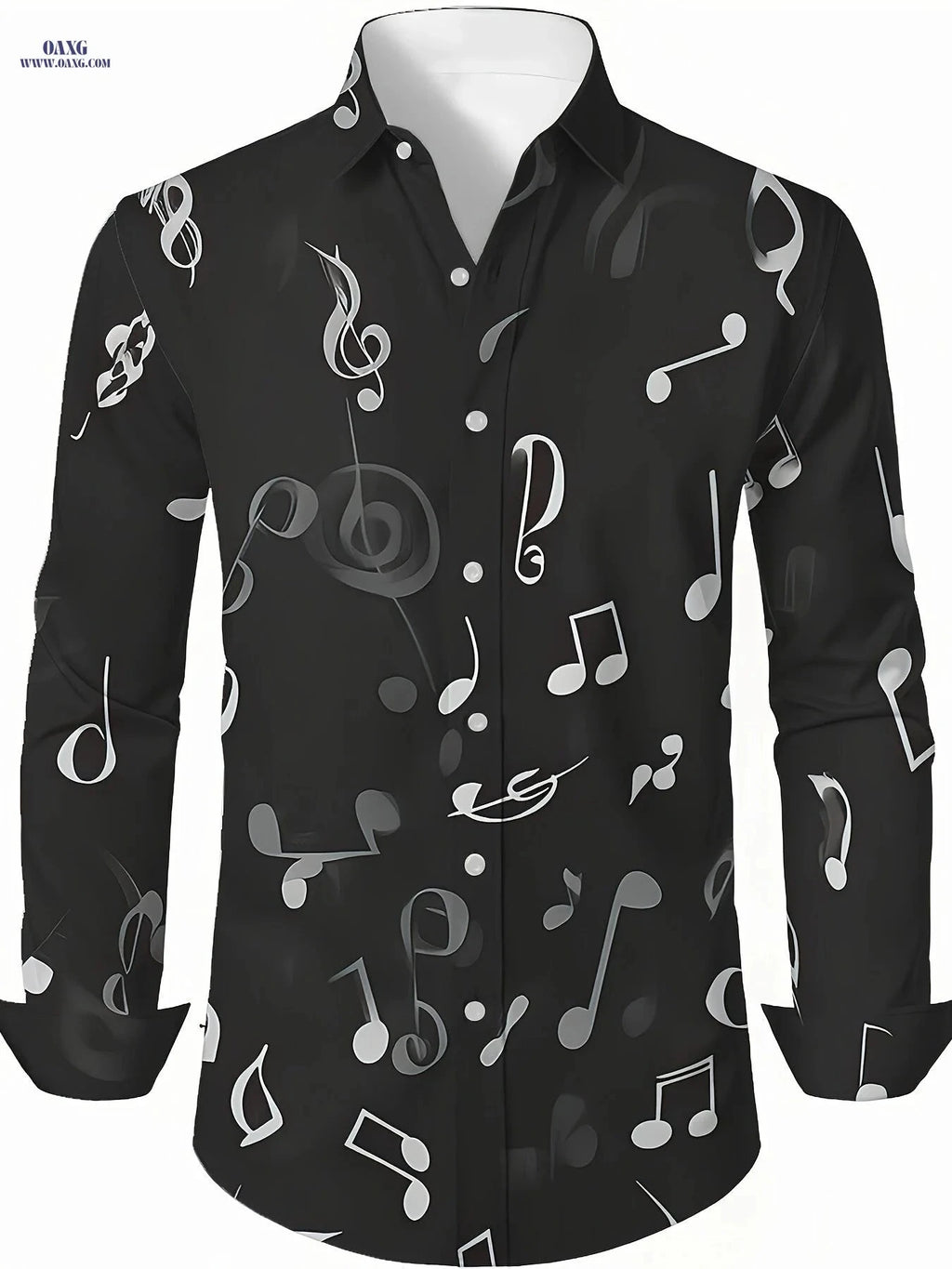 Men's Long Sleeve Casual Shirt - Breathable Music Note Print   OAXG CXCSXT158 / FR S