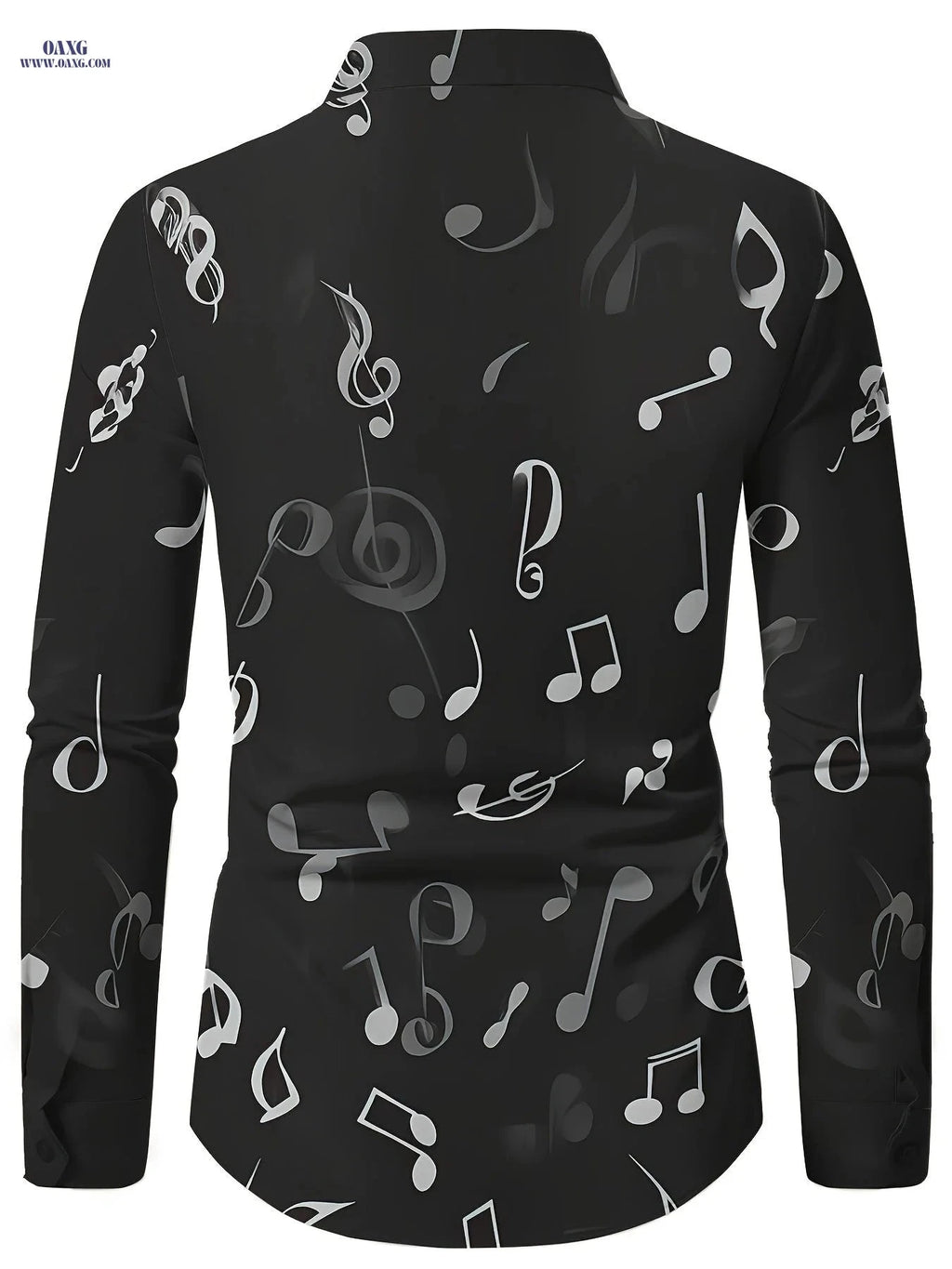 Men's Long Sleeve Casual Shirt - Breathable Music Note Print   OAXG CXCSXT158 / FR S