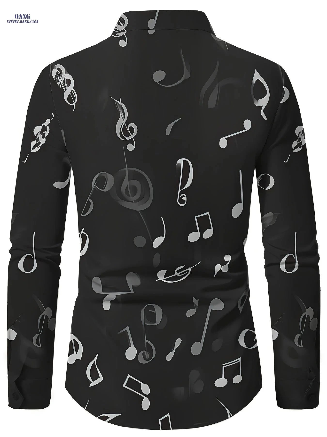 Men's Long Sleeve Casual Shirt - Breathable Music Note Print   OAXG CXCSXT158 / FR S