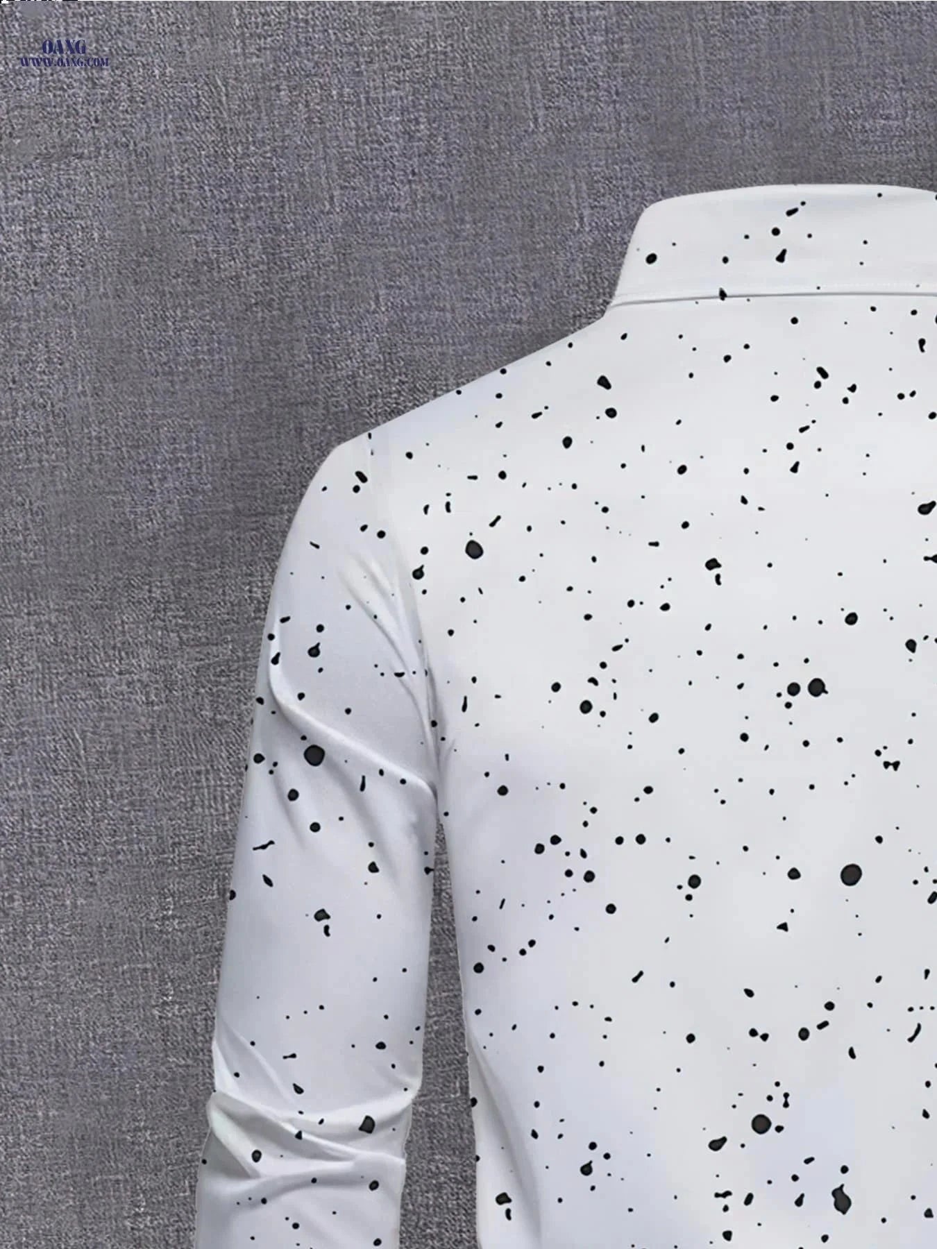 Men's Long Sleeve Casual Shirt - Slim Fit Polka Dot for Spring   OAXG 