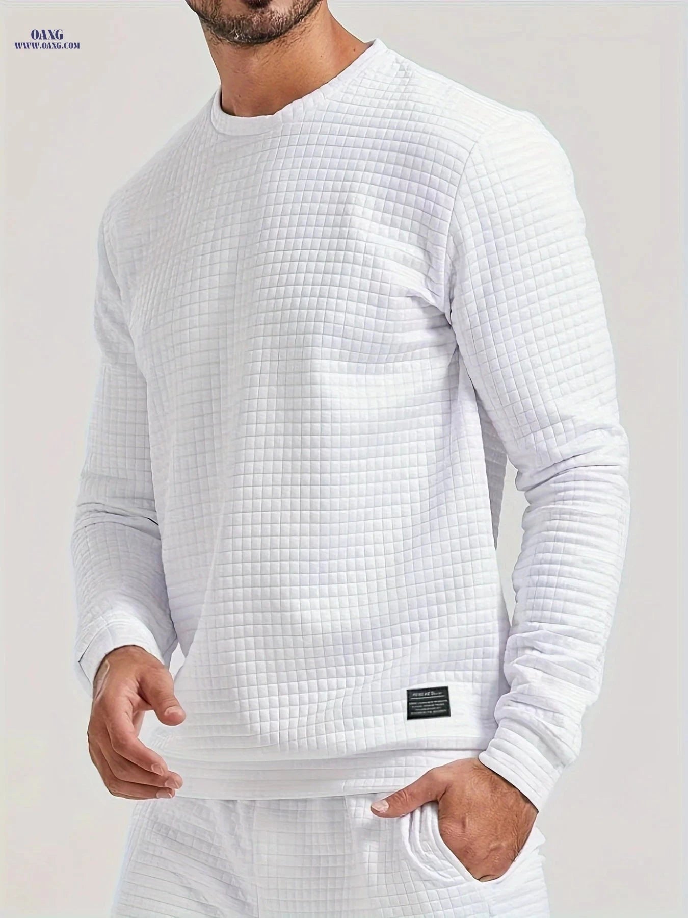Men's Long Sleeve Checkered Shirt - Casual Sports Top for Spring   OAXG 