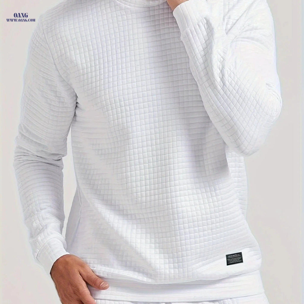 Men's Long Sleeve Checkered Shirt - Casual Sports Top for Spring   OAXG White / FR M
