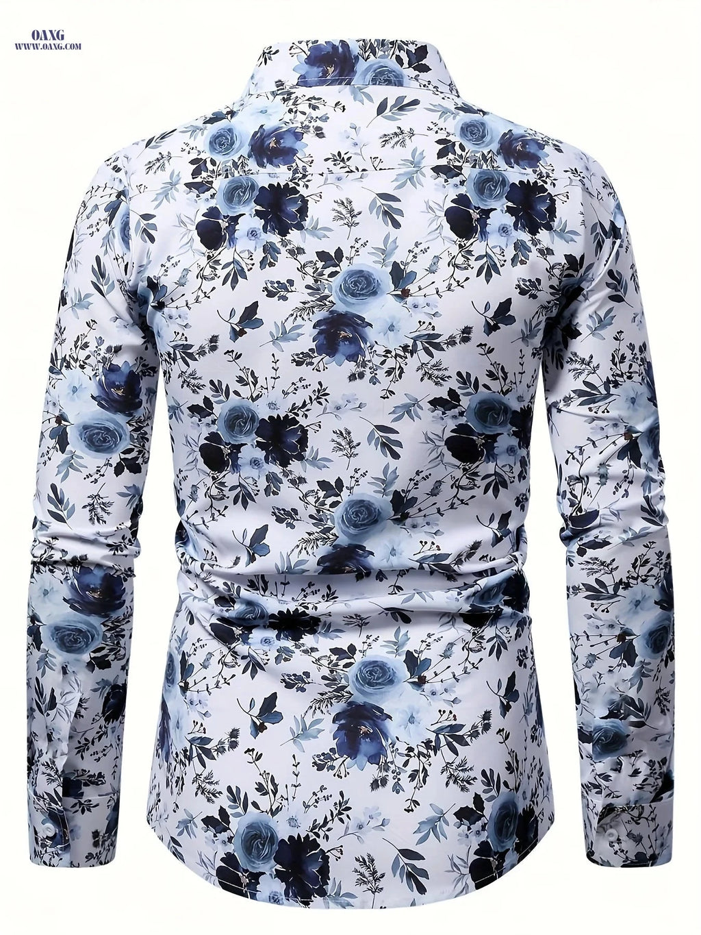 Men's Long Sleeve Floral Shirt - Casual Style for Parties   OAXG Blue / FR S