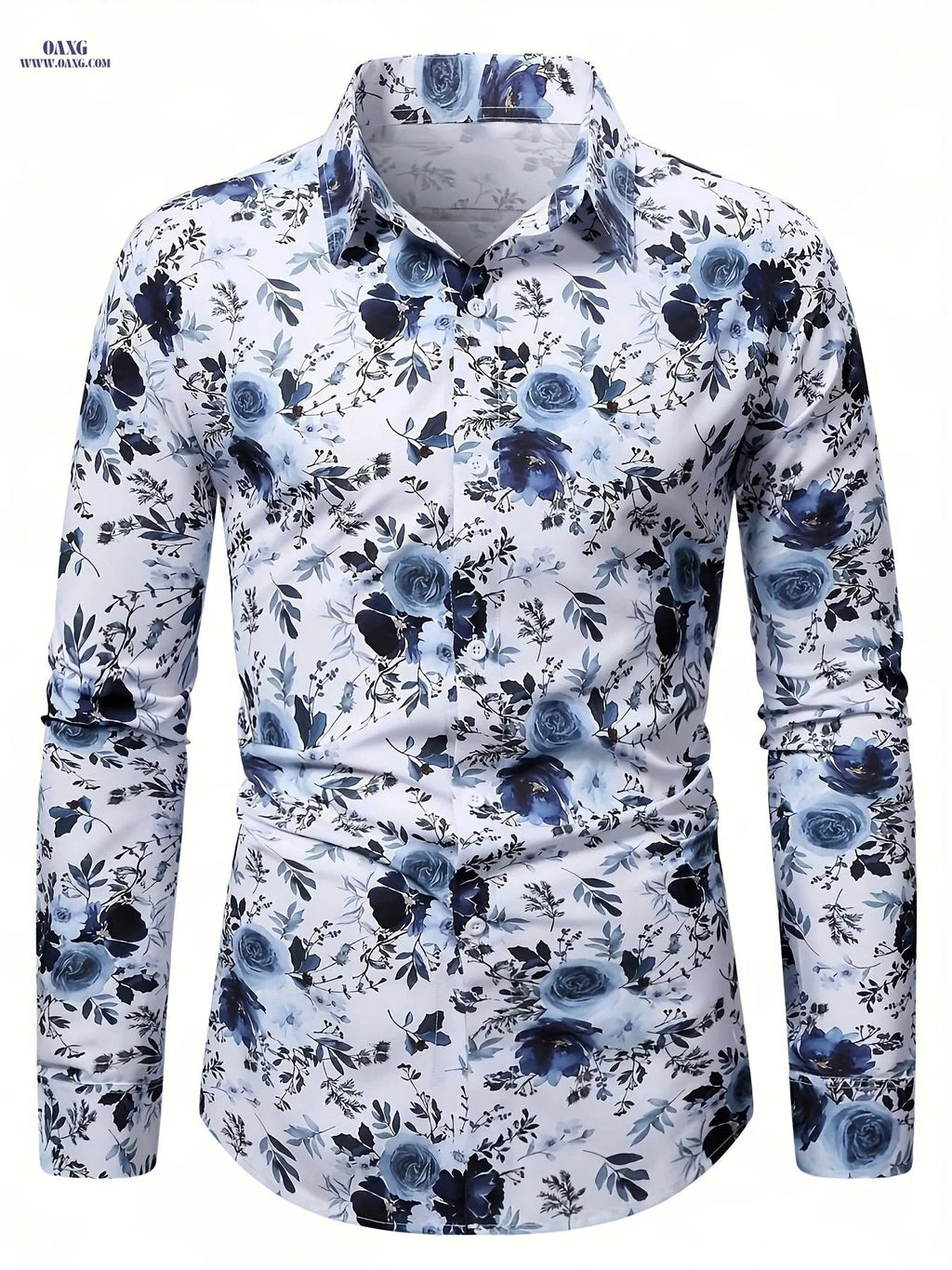 Men's Long Sleeve Floral Shirt - Casual Style for Parties   OAXG 