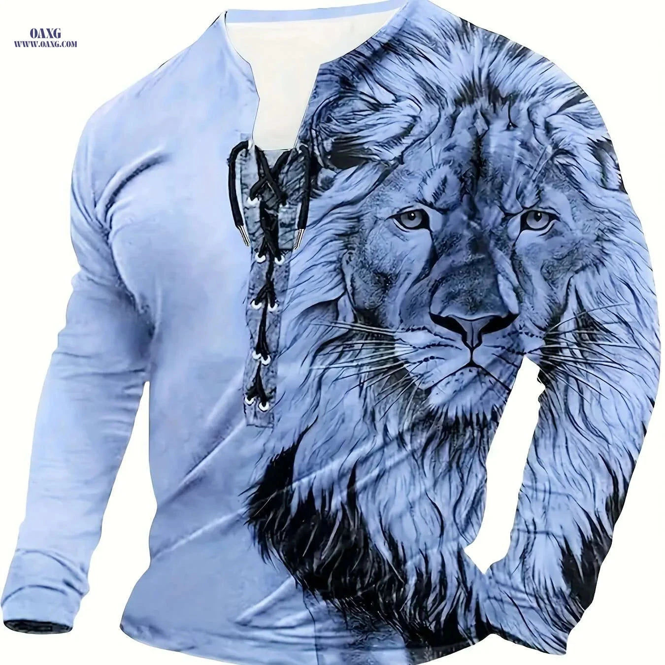 Men's Long Sleeve Henri Shirt - Casual Crew Neck Button-Up Top   OAXG Mixed Color / M