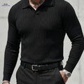Men's Long Sleeve Polo Sweater – Casual Knitwear for Fall/Winter   OAXG Black / FR S