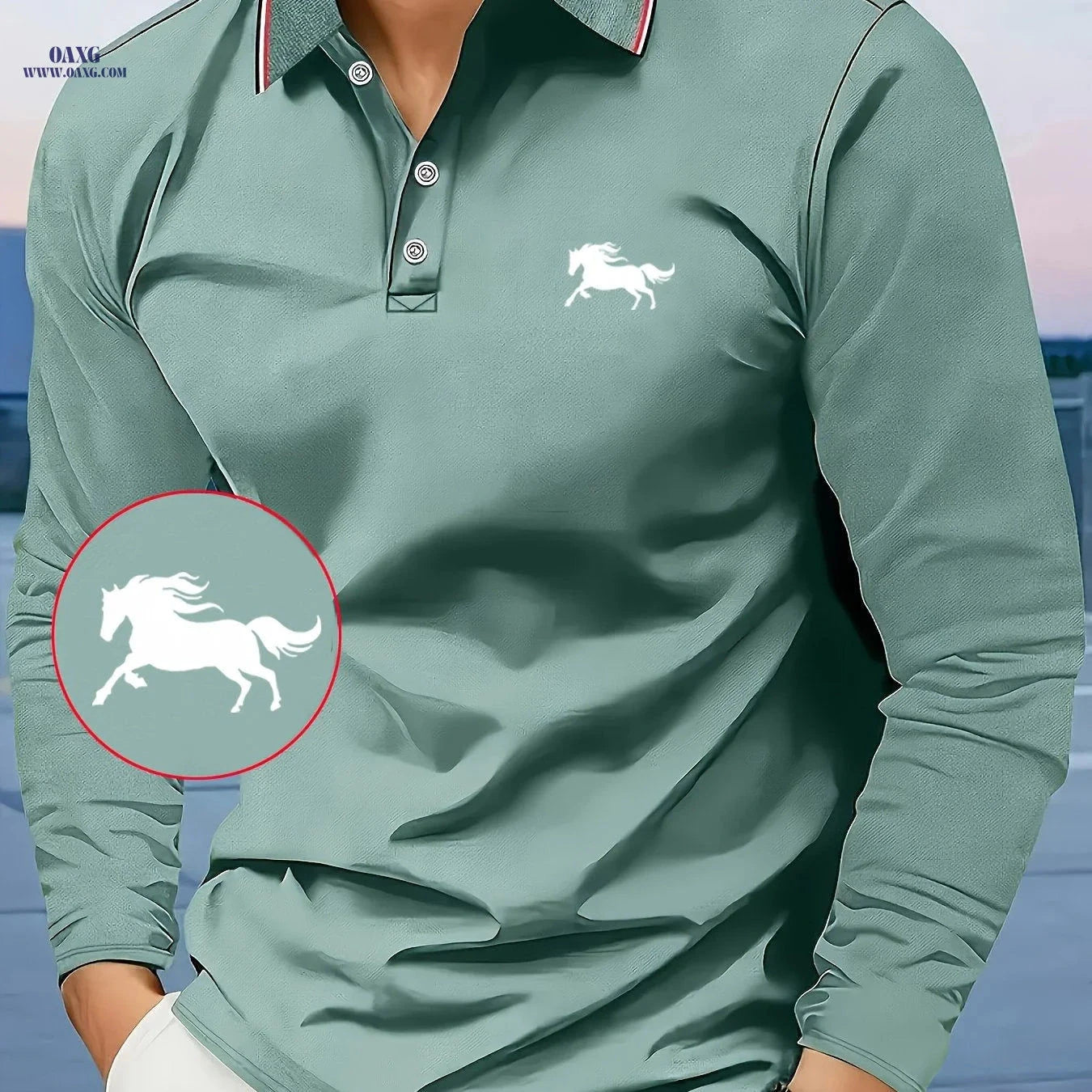 Men's Long Sleeve Shirt - Casual Polyester with Animal Print Design   OAXG 