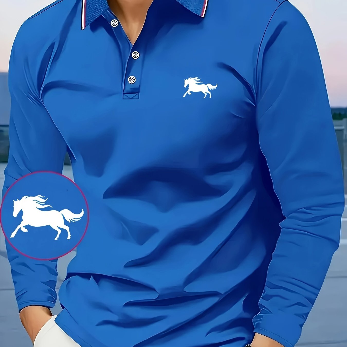 Men's Long Sleeve Shirt - Casual Polyester with Animal Print Design   OAXG 