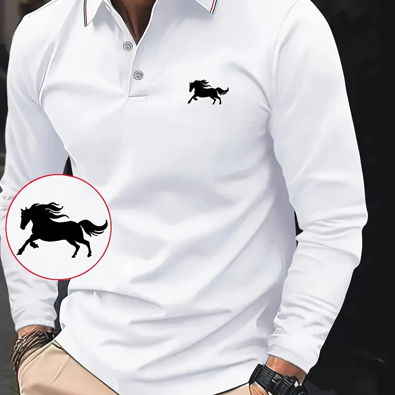 Men's Long Sleeve Shirt - Casual Polyester with Animal Print Design   OAXG 
