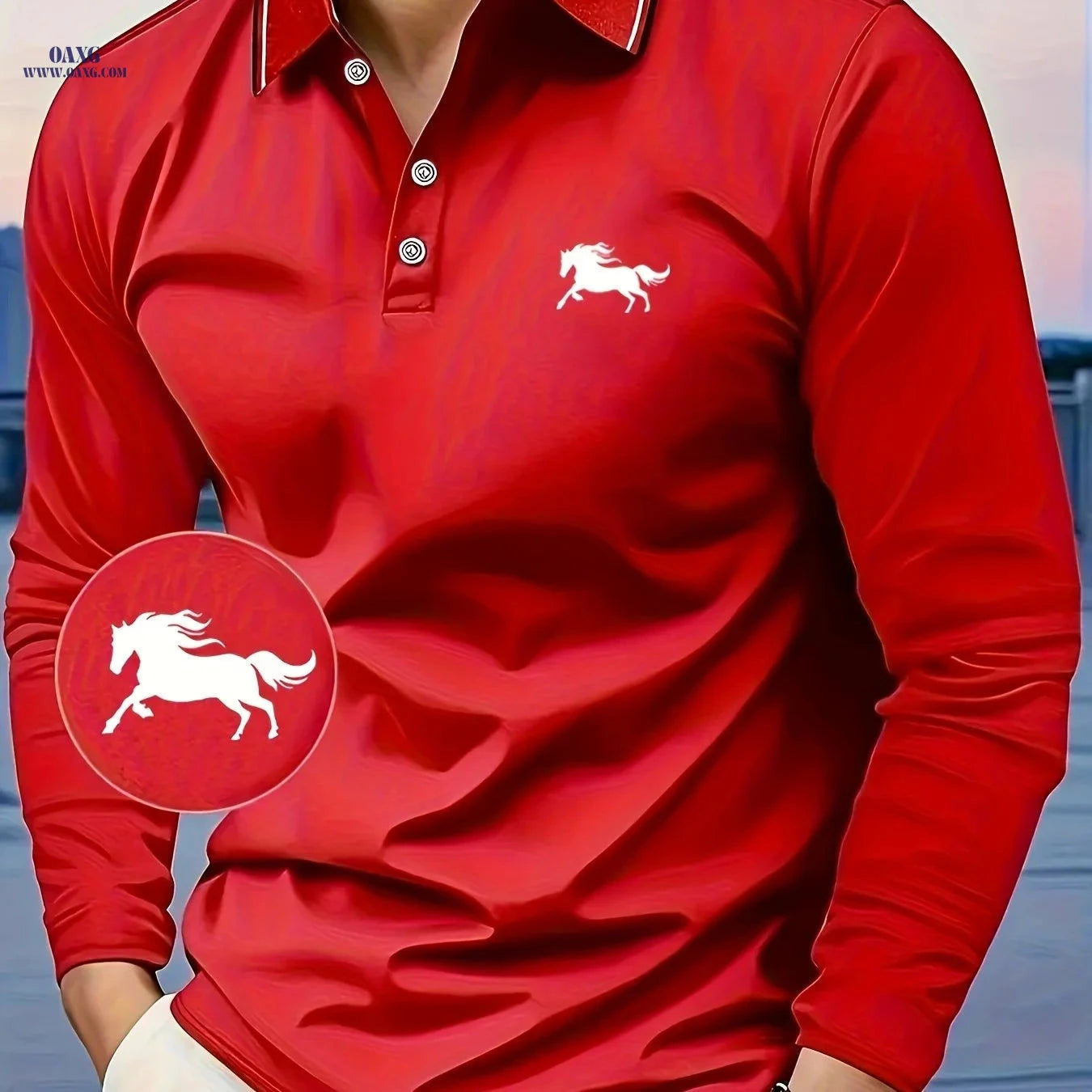 Men's Long Sleeve Shirt - Casual Polyester with Animal Print Design   OAXG 