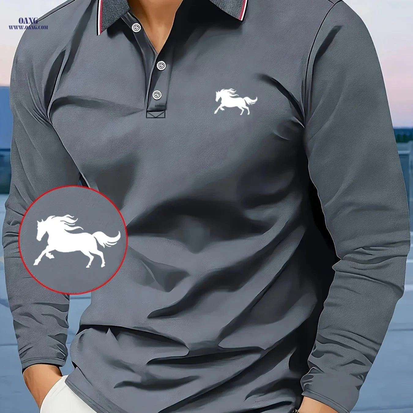 Men's Long Sleeve Shirt - Casual Polyester with Animal Print Design   OAXG 