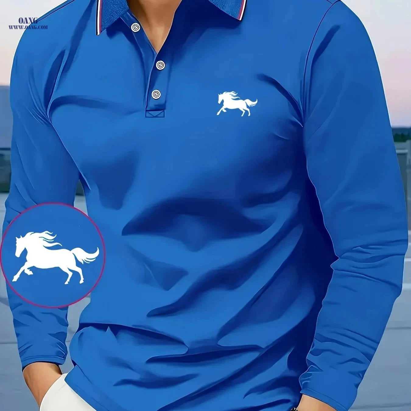 Men's Long Sleeve Shirt - Casual Polyester with Animal Print Design   OAXG 