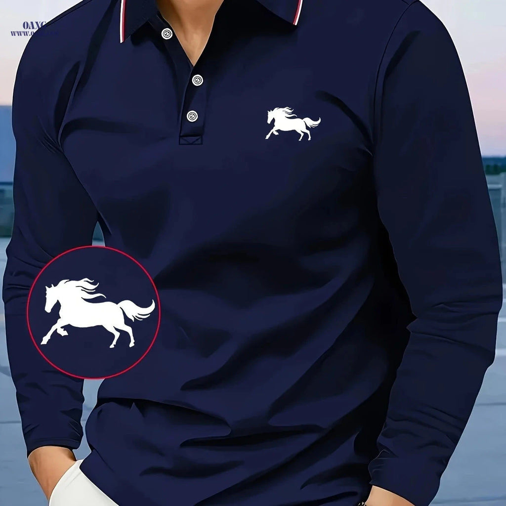 Men's Long Sleeve Shirt - Casual Polyester with Animal Print Design   OAXG 