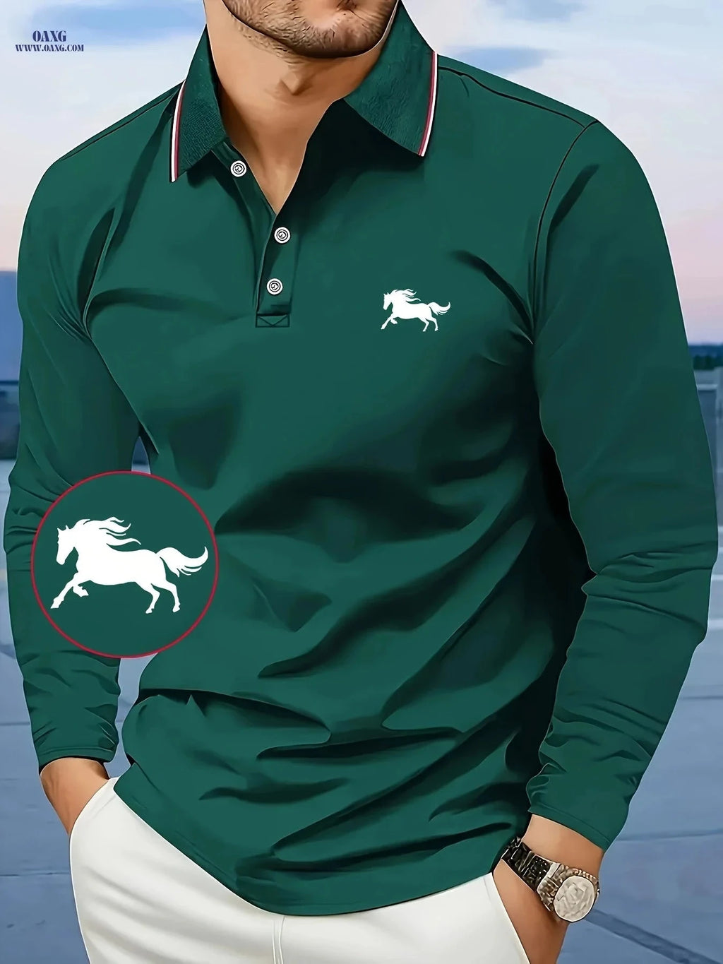 Men's Long Sleeve Shirt - Casual Polyester with Animal Print Design   OAXG Navy Blue / FR S