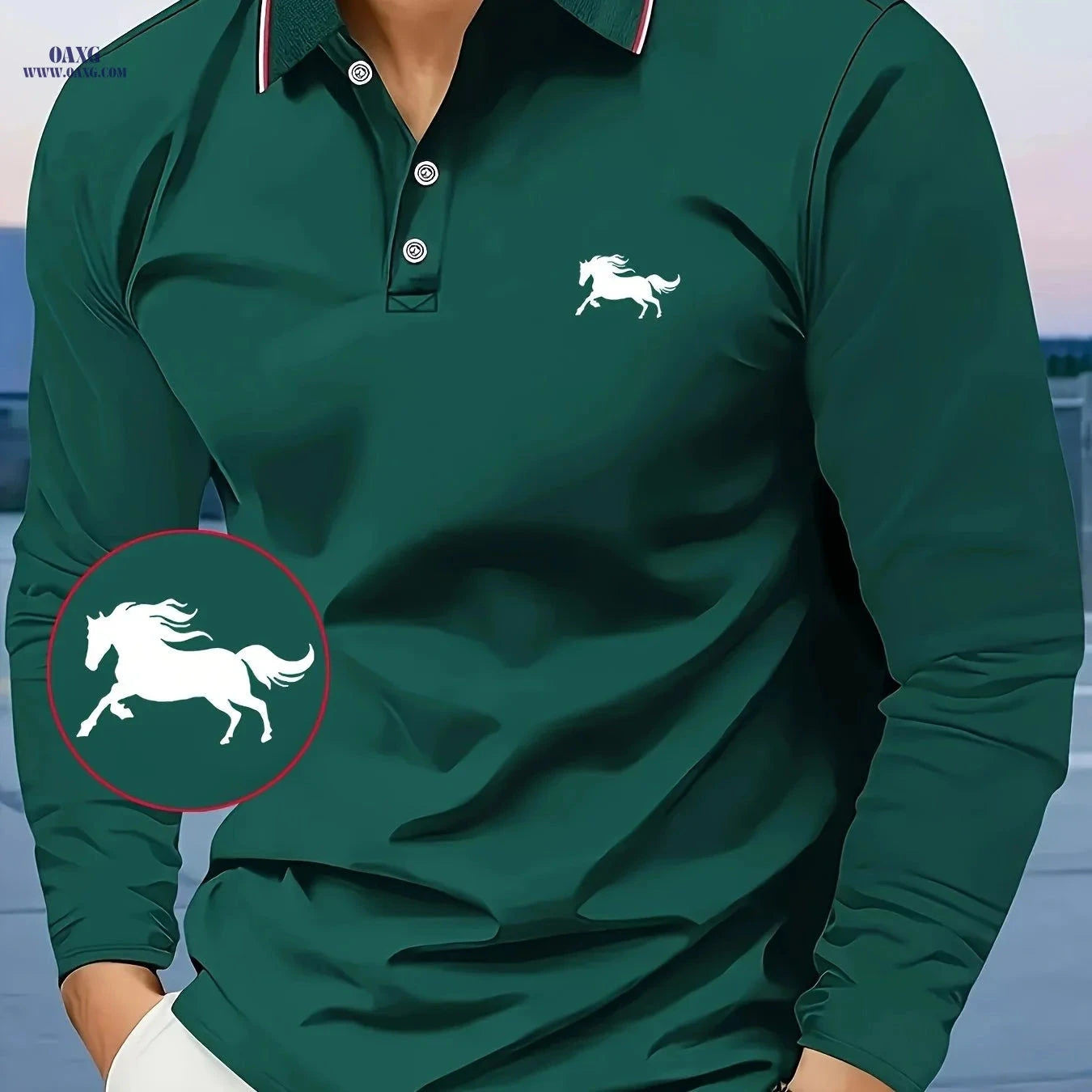 Men's Long Sleeve Shirt - Casual Polyester with Animal Print Design   OAXG Navy Blue / FR S