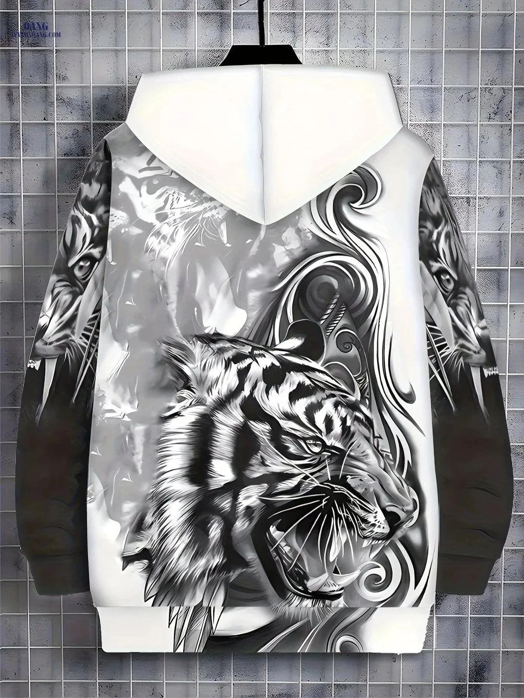 Men's Long-Sleeve Tiger Hoodie - Casual Jacket for Autumn/Winter   OAXG Grey / FR M