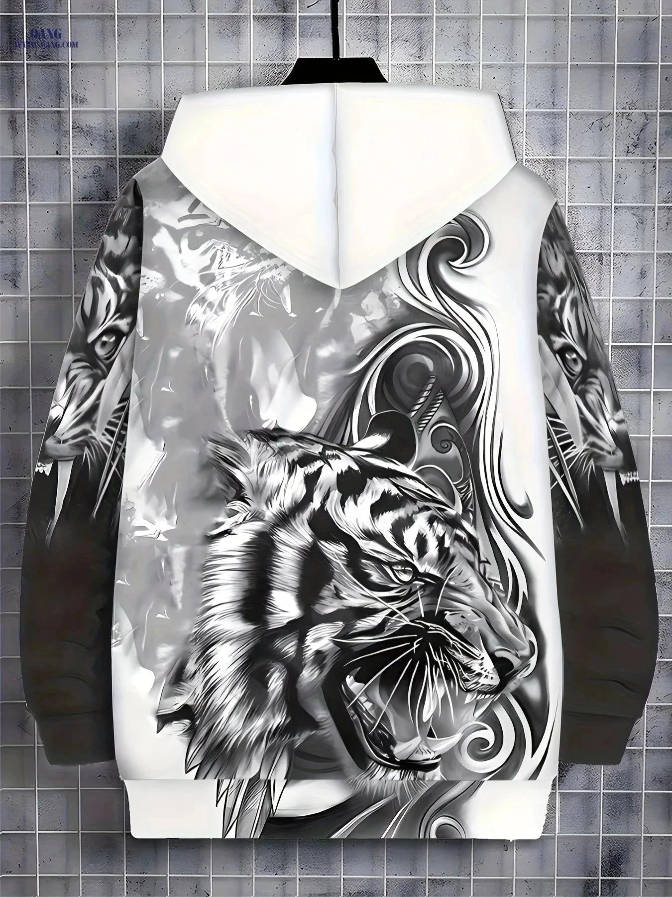 Men's Long-Sleeve Tiger Hoodie - Casual Jacket for Autumn/Winter   OAXG Grey / FR M