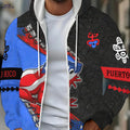 Men's Long Sleeve Zip-Up Hooded Sweatshirt - Large Frog Print Jacket   OAXG 