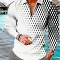 Men's Long Sleeve Zip-Up Shirt - Geometric Print, Easycare Fabric   OAXG Mixed Color / FR M