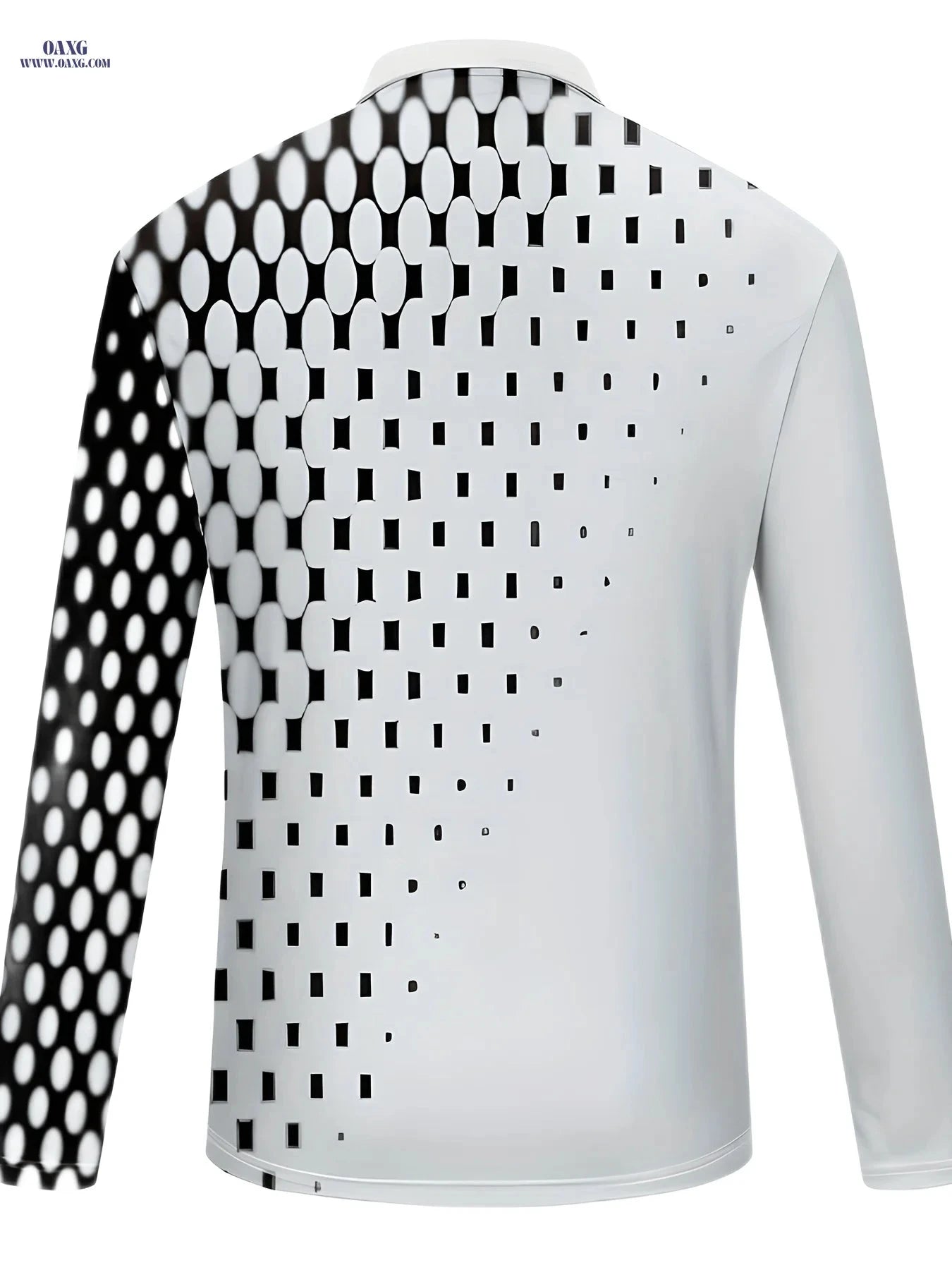 Men's Long Sleeve Zip-Up Shirt - Geometric Print, Easycare Fabric   OAXG Mixed Color / FR M