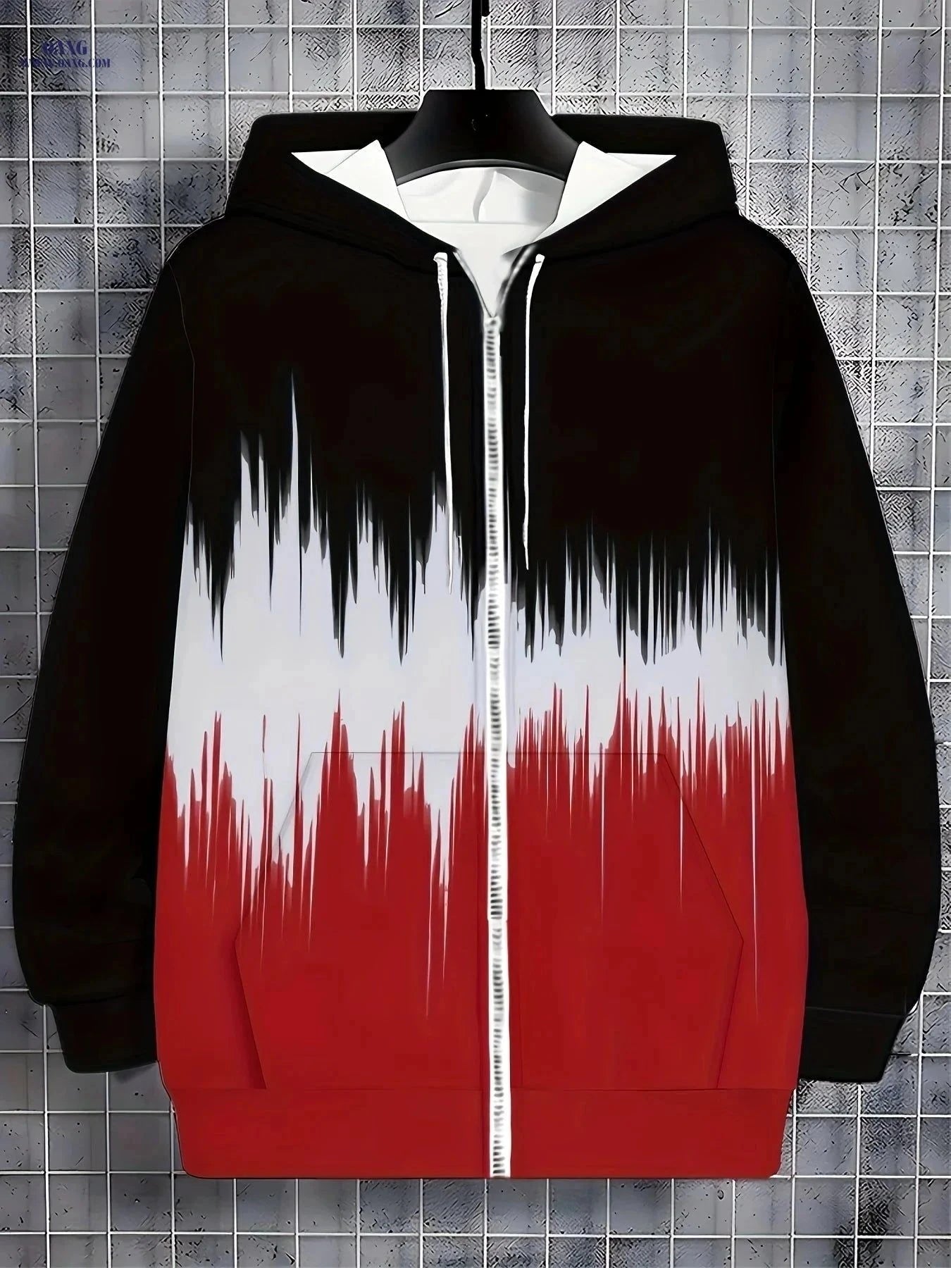 Men’s Long-Sleeve Zip-Up Sweatshirt - Casual Hooded with Pockets   OAXG Black / FR M