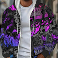 Men's Long Sleeve Zipper Hoodie - Cool Purple Pattern, Casual Style   OAXG 